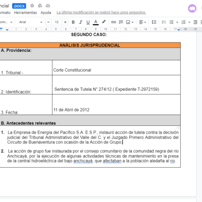 Timeline: Accion de grupo rio Anchicayá