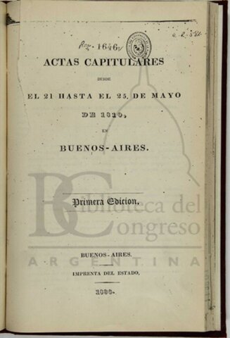 Acta capitular del 25 de mayo
