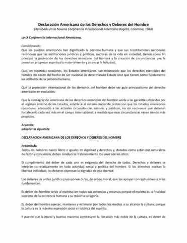 Declaración Americana de los derechos del hombre y deberes del hombre