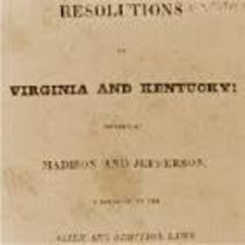 Virginia and Kentucky Resolutions Written