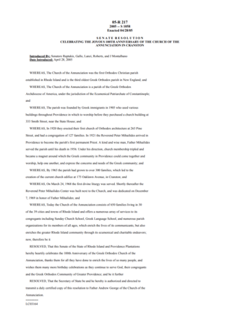 RI State Senate Resolution for 100th Anniversary of our Parish