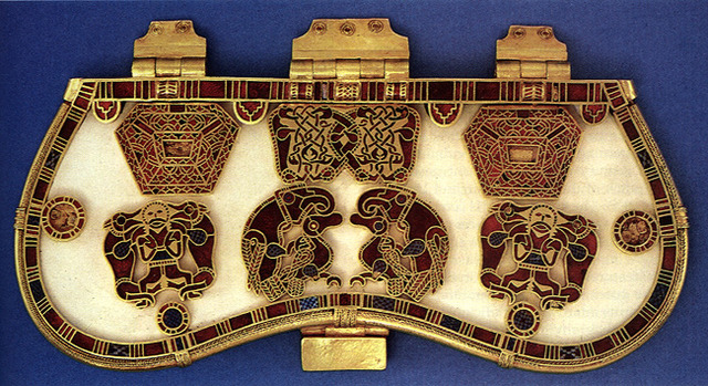 2. Purse Cover from Sutton Hoo Ship Burial [gold & enamels, 600-650]