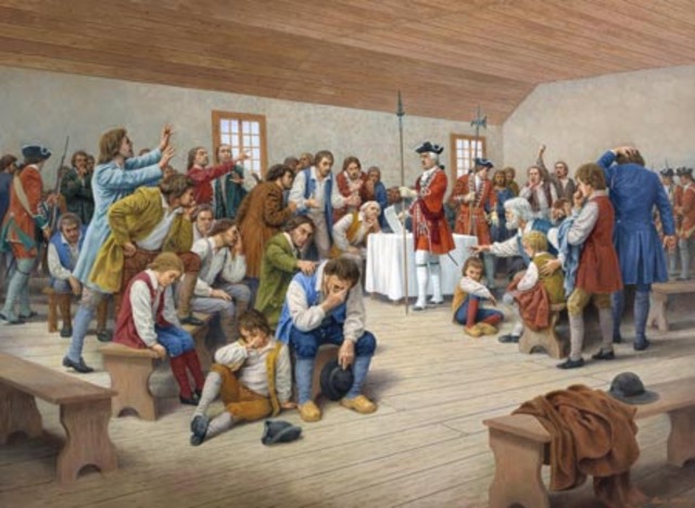The decision to deport the Acadians is made.