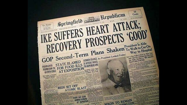 President Eisenhower suffers coronary thrombosis in Denver