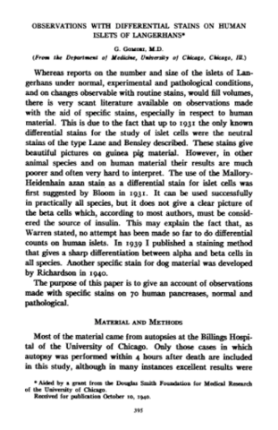 Primera documentación del térmico "tinción especial" (Gomori)