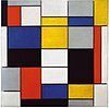 Grote compositie A met zwart, rood, grijs, geel en blauw, Piet Mondriaan
