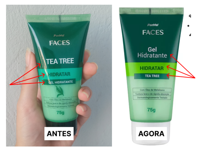 Reorganização das embalagens do Panvel Faces