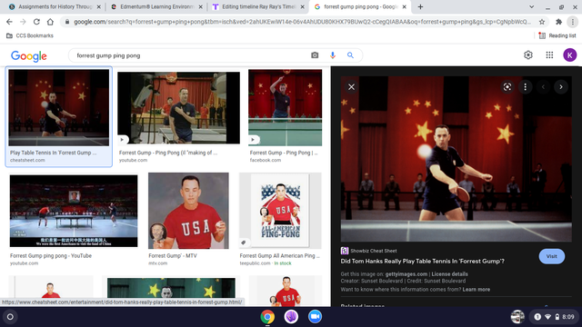 Forrest becomes a ping pong master