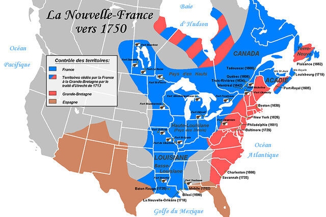 Territoire de la Nouvelle-France vers 1700