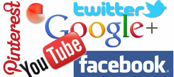 Google Buzz, Pinterest, Facebook, Twitter, LinkedIn,  Youtube