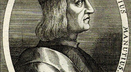 Timeline: Principales impresos de Aldo Manuzio y la fuente Romana Antigua.