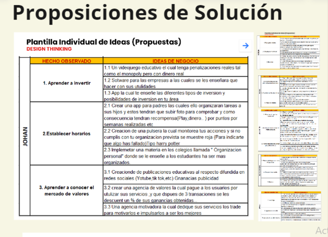 Proposiciones de solucion