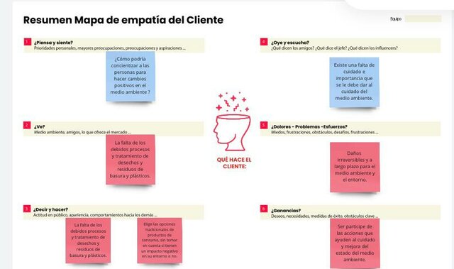 Resumen del mapa de empatía
