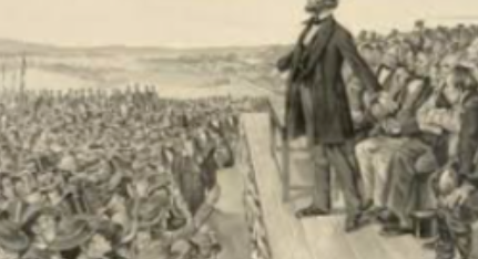 Abraham Lincoln delivers the Gettysburg Address.