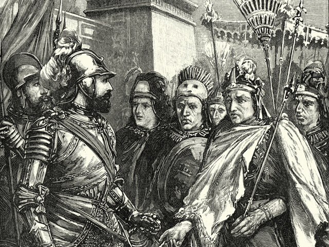 El encuentro de Moctezuma y Cortes