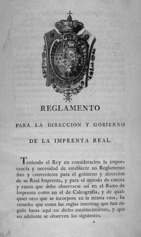 Reglamento para la Imprenta Real