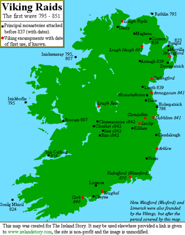 Vikings first raided Ireland