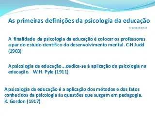 As primeiras definições da psicologia da educação