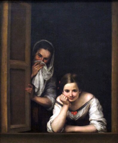 Murillo pinta "Gallegas en la ventana"