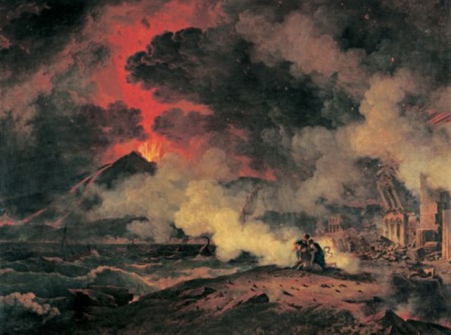 Mount Vesuvius erupts and Pomeii is buried in A.D. 79