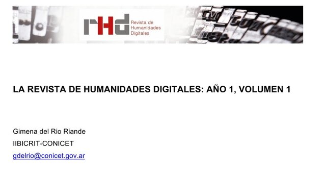 Humanismo Digital: Revista Humanidades Digital. 2017