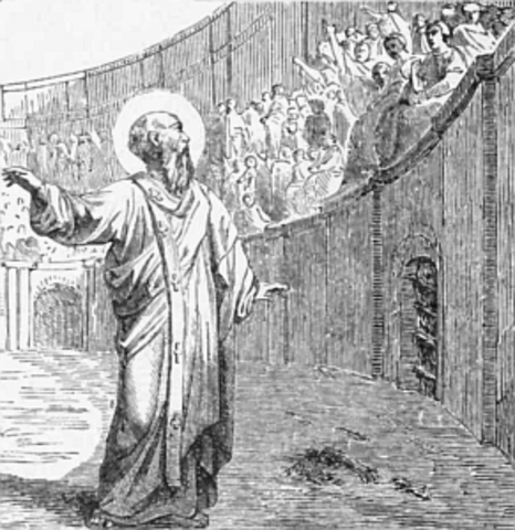 Polycarp is martyred in A.D. 156 for spreading the gospel in Rome