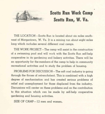 Scotts Run Work Camp is offered in WV
