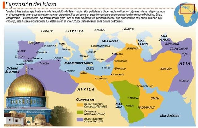 PAÍSES EN LOS QUE SE EXPANDIÓ EL ISLAM MECA ALÁ