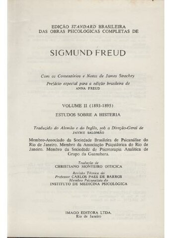 Lançamento do livro Estudos sobre a histeria