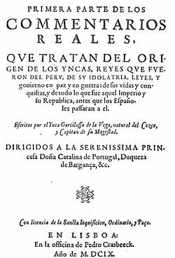 Inca Garcilaso de la Vega publica Los Comentarios Reales