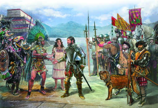 Hernán Cortés conoce a Moctezuma