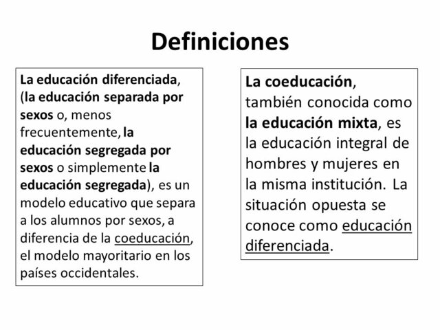DIFERENCIAS ENTRE COEDUCACION Y EDUCACION MIXTA