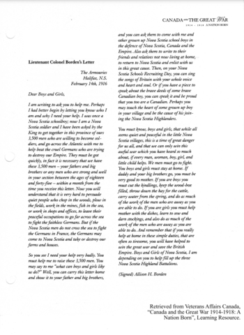 A Letter Recruiting Three Additional Battalions