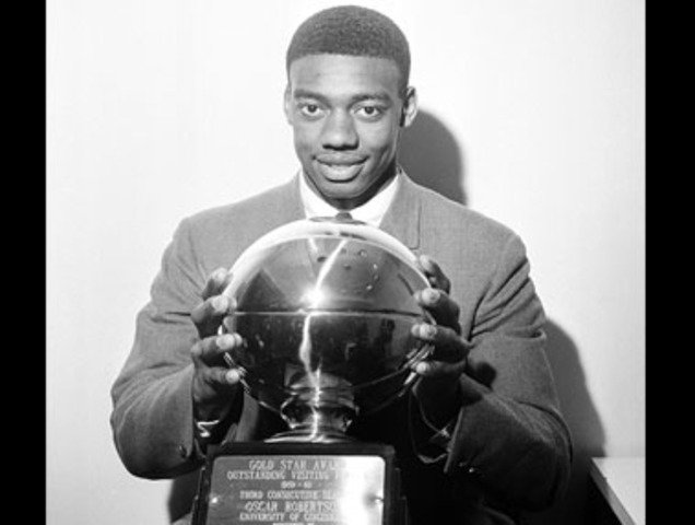 Oscar Robertson or "the O-Train" played for the NBA from 1960-1974. A 12-time All-Star, Robertson is the only player in NBA history to average a triple-double for an entire season.
