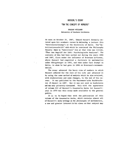 "On the concept of Number" published