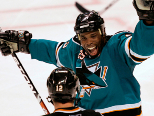 San Jose Sharks Mike Grier was the first African-American born and trained in the United States to play in the National Hockey League.
