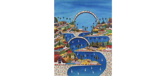 Ciudad imaginaria con puentas altos