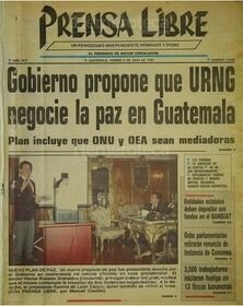 GOBIERNO PROPONE QUE LA URNG NEGOCIE LA PAZ EN GUATEMALA