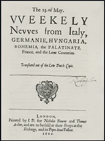 Se publica el primer periodico en ingles