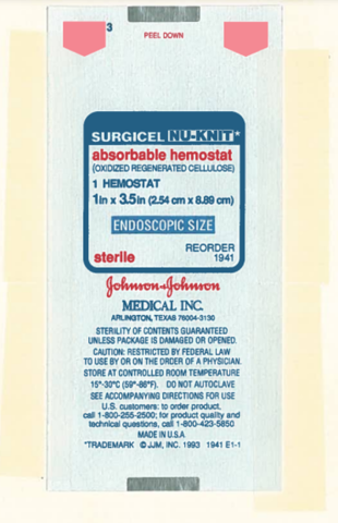Approval of SURGICEL NU-KNIT