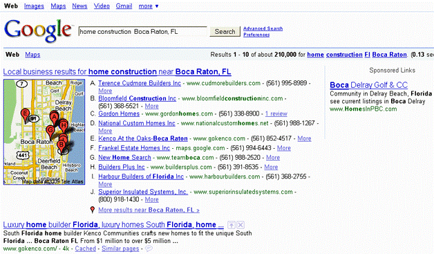el buscador es modificado con nuevos códigos y algoritmos para que empiecen a aparecer resultados locales nace Google maps