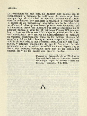Primera promoción de fonoaudiólogas de la Universidad del Rosario