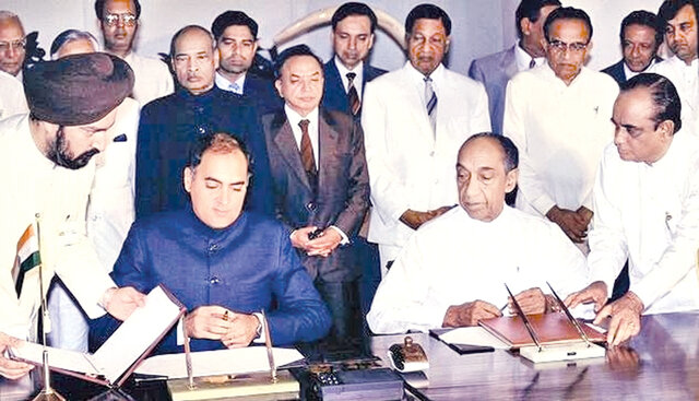 The signing of Indo-Sri Lankan Accord