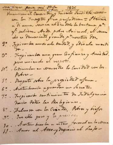 Escribe las máximas para su hija.