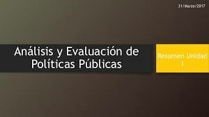 Evaluación y análisis de políticas publicas