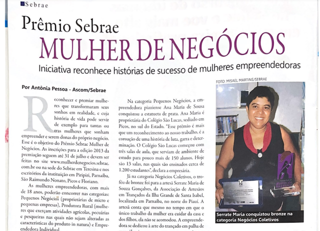Matéria Prêmio Sebrae Mulher de Negócios