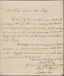 Olive Branch Petition sent to England