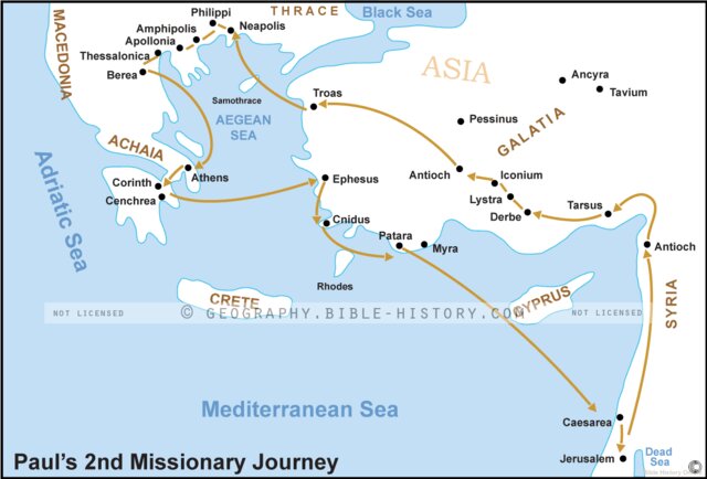 Second Missionary Journey Map