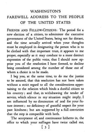 Washington’s Farewell Address