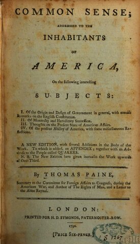Thomas Paine's Common Sense published